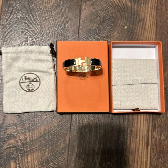 HERMES Clic H Black 17cm Gold Plated ❤️